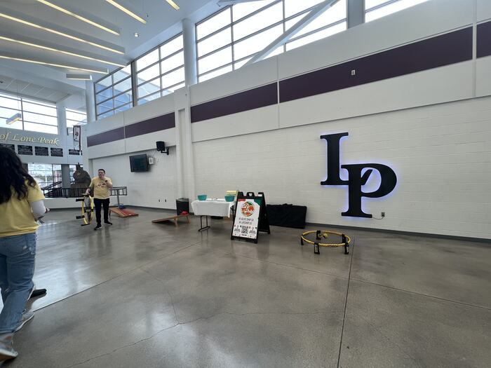 The Life Shop stand set up in the Lone Peak High School commons