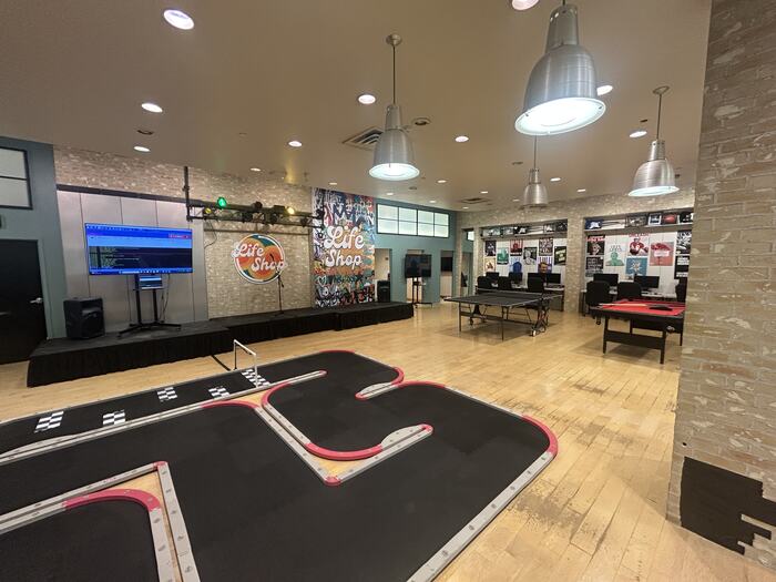 The RC track from the corner of the room