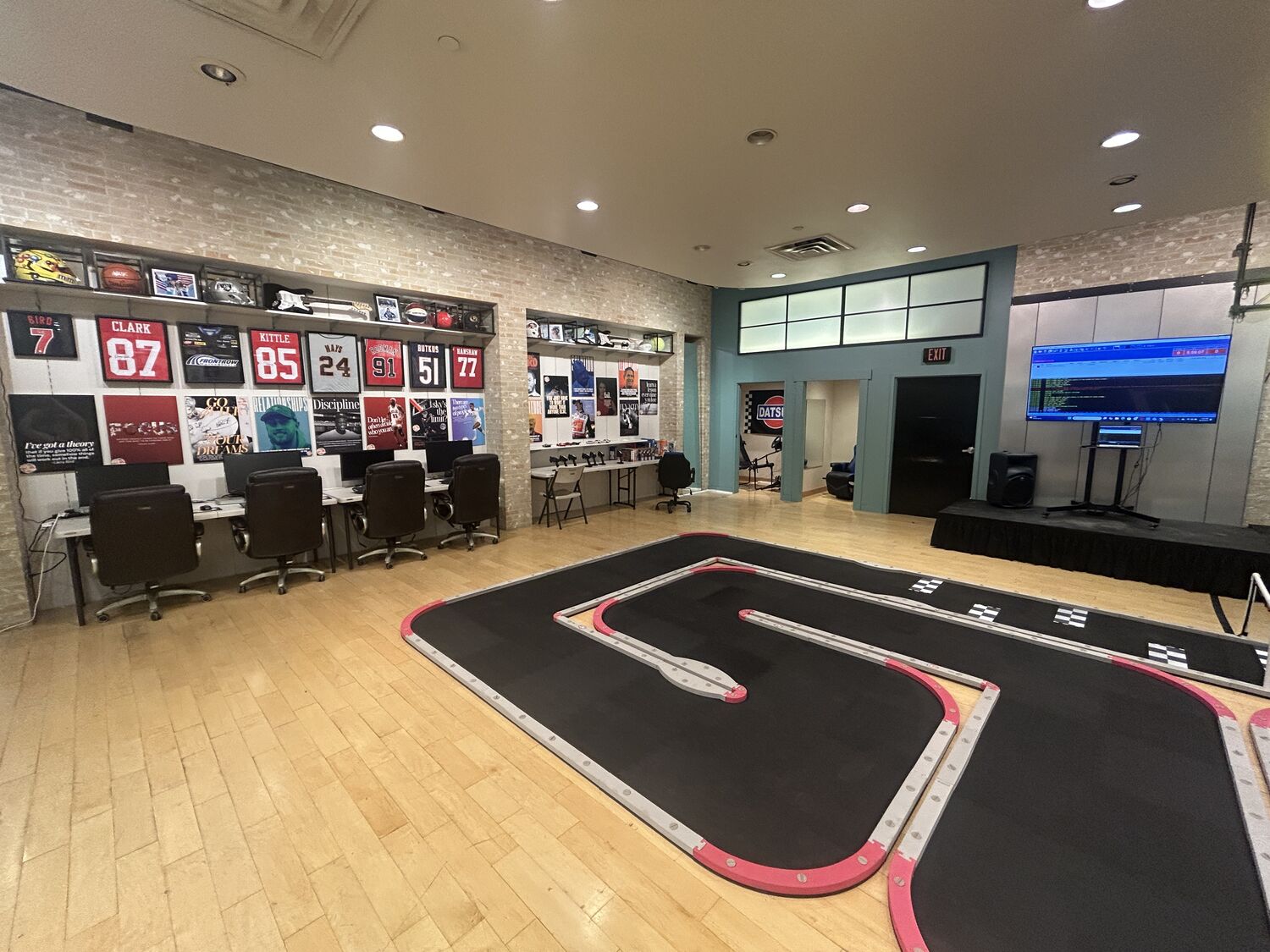 The full RC track laid out in the main room at Life Shop